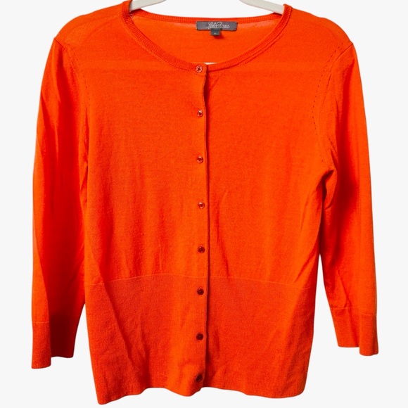 Lela Rose Sweaters - Lela Rose Wool Silk Cashmere Fine Gauge Cardigan L Tangerine Luxury Designer